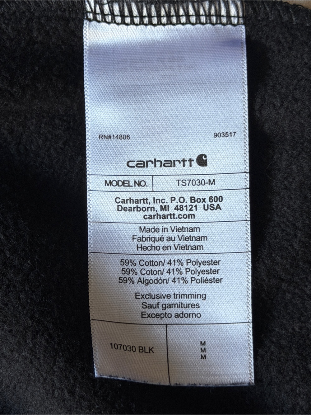 Carhartt Rain Defender 107030 Men’s Medium Black Loose Fit Logo Hoodie - Picture 13 of 14